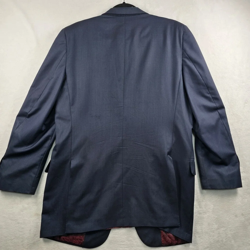 Holland & Sherry Bespoke Blazer Mens 44L Navy Blue Jacket Coat Surgeon Cuffs